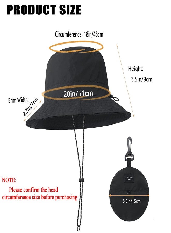 ZMD Waterproof Bucket Rain Hat for Men Women, Foldable UV Protection Sun Hat Quick Dry Packable Hat with Detachable Chin Strap for Summer Beach Fishing Hiking, Black - Image 2